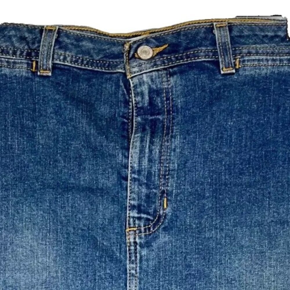 Old Navy Jean Skirt Denim Midi Stretch Flat Front Slit Y2K Western Indie Boho 16 - Picture 2 of 9